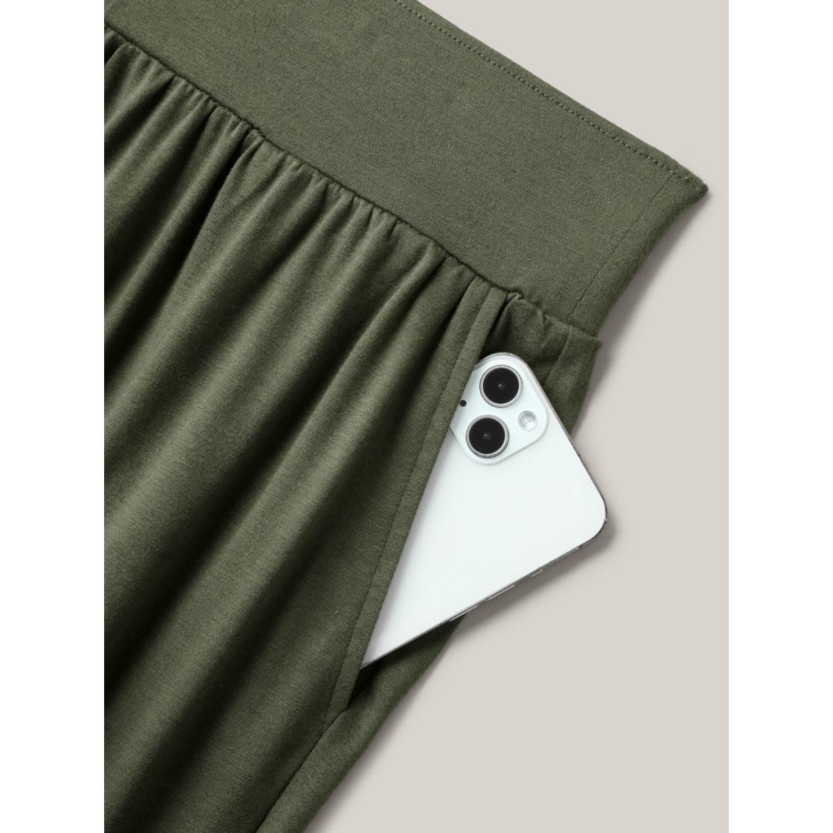 Plus Size Keyhole Hem Ties Jogger Pants Women ArmyGreen Leisure Mid Rise Casual Pants BloomChic 12/L Product Image