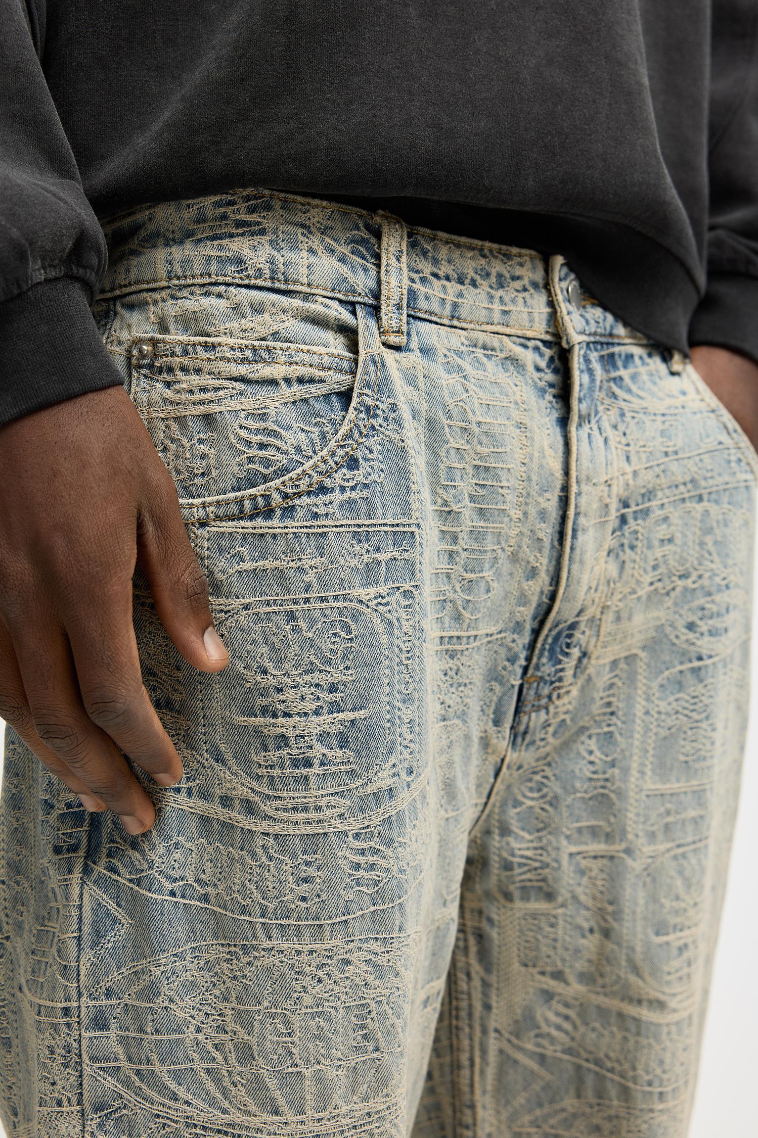 Baggy jacquard jeans Product Image