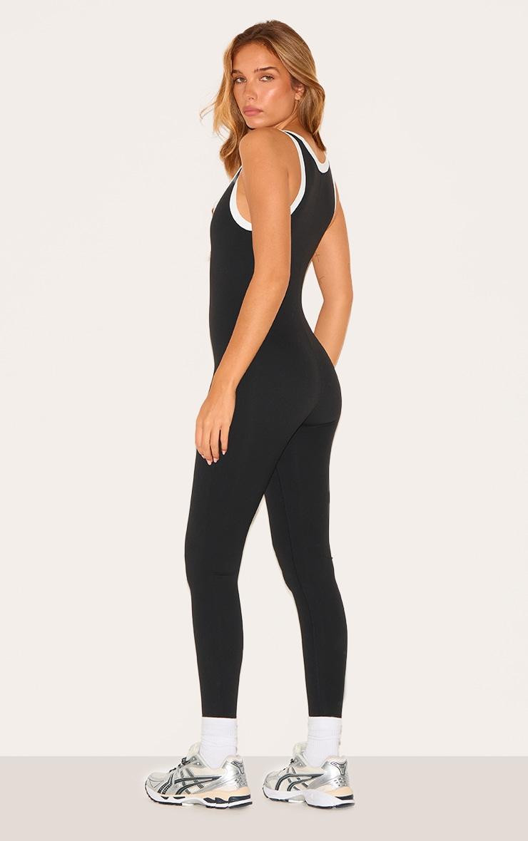 Black Sculpt Contrast Binding Unitard Product Image