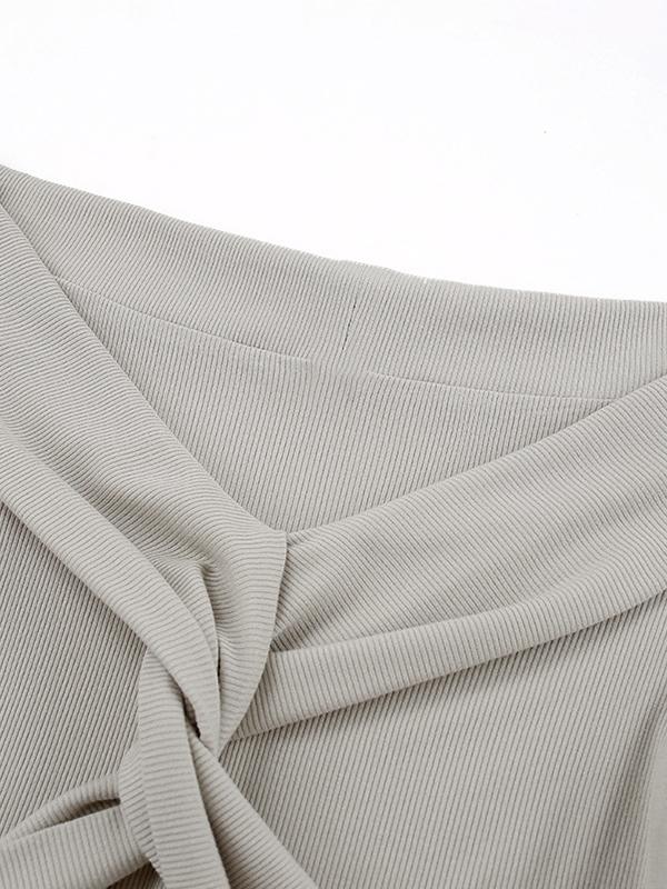 Off Shoulder Crossover Twist Front Long Sleeve Knit Product Image