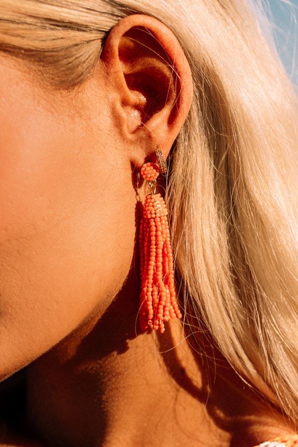 Vibrant Vibes Beaded Earrings In Orange Product Image