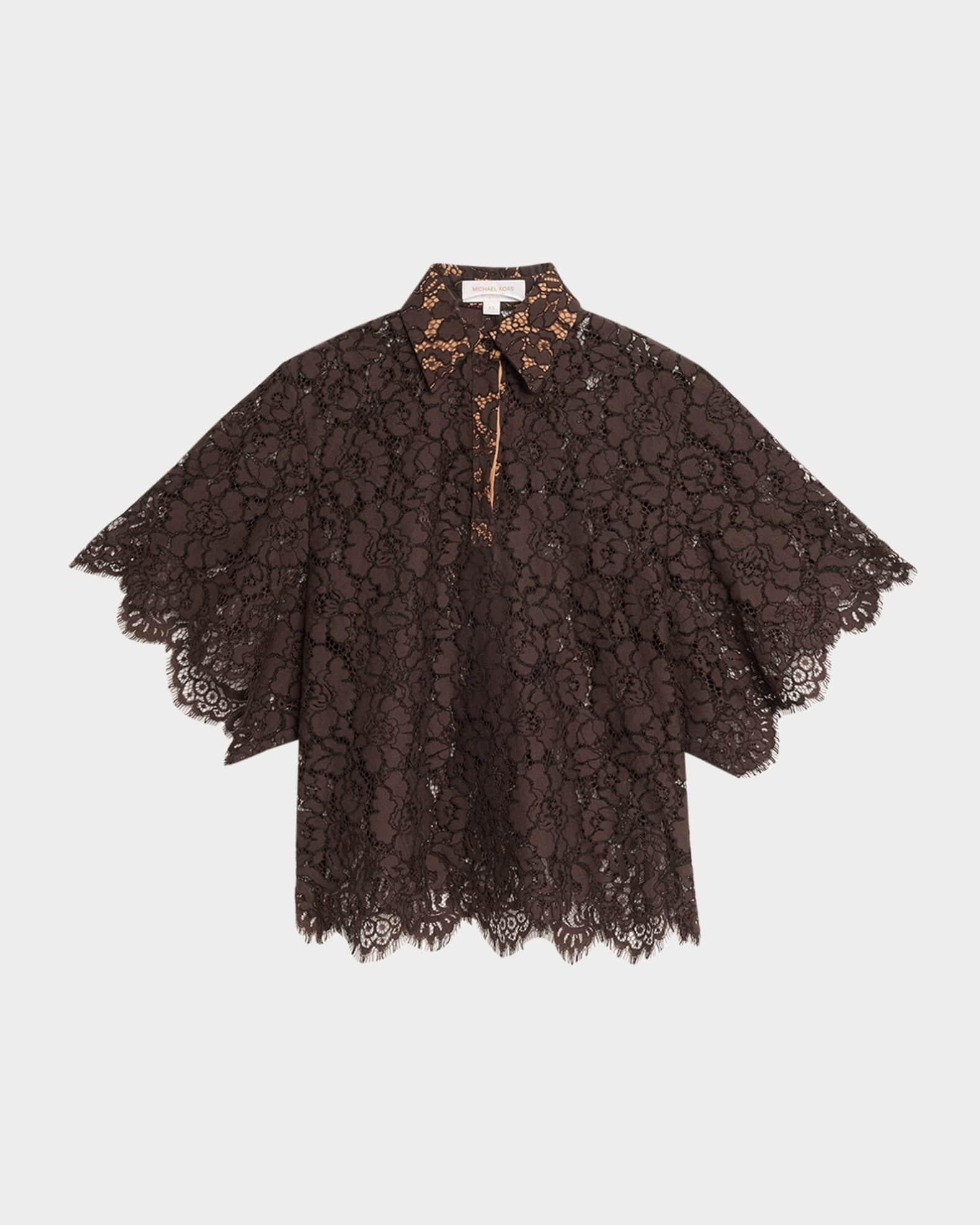 Large Floral Lace Collared Shirt Product Image