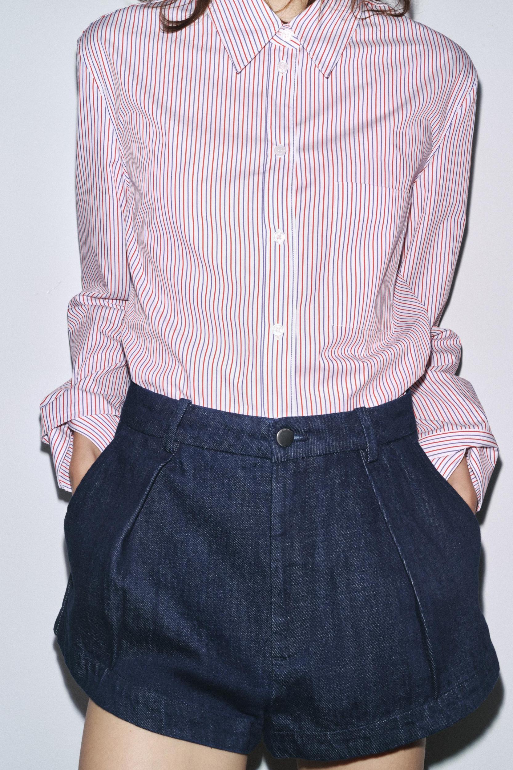 STRIPED POPLIN SHIRT ZW COLLECTION Product Image