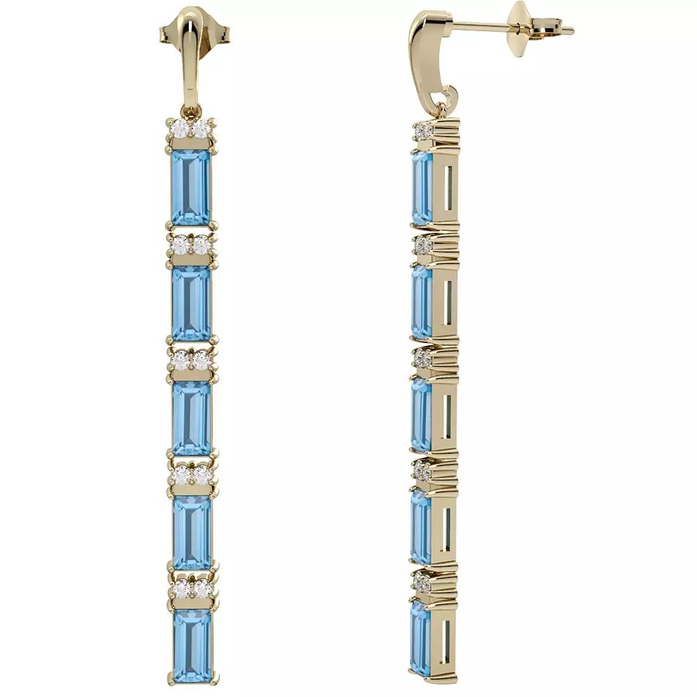 10k Gold Blue Topaz & Diamond Accent Dangle Earrings, Women's Product Image