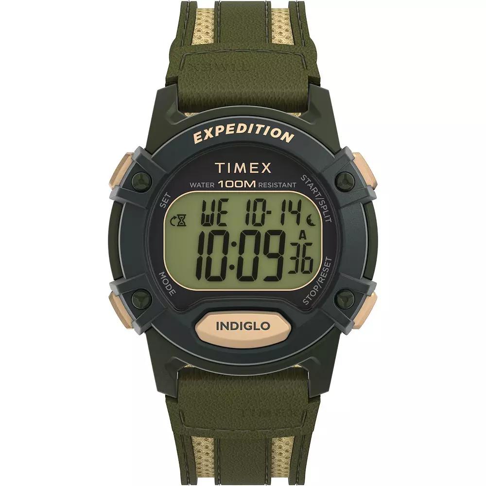 Timex® Men's Expedition Leather & Fabric Strap Digital Chronograph Watch - TW4B30300JT, Size: 40 mm, Green Product Image