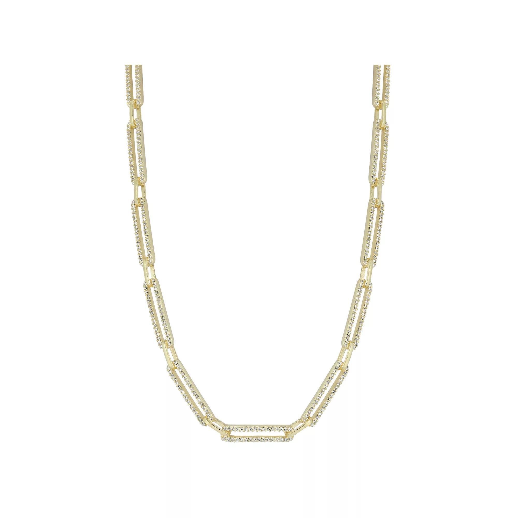 Sunkissed Sterling 14k Gold Over Silver Cubic Zirconia Link Choker Necklace, Women's,  Product Image