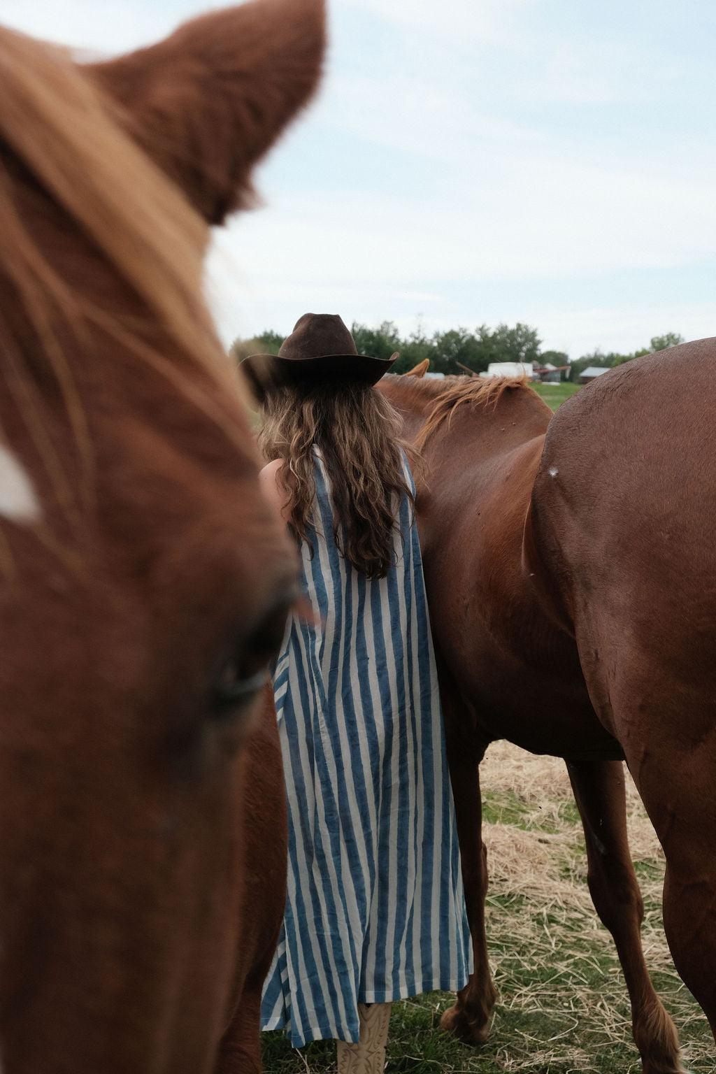 Blue-Striped Vacation Dress Product Image