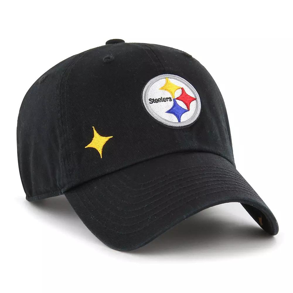 Women's '47  Black Pittsburgh Steelers Confetti Icon Clean Up Adjustable Hat Product Image