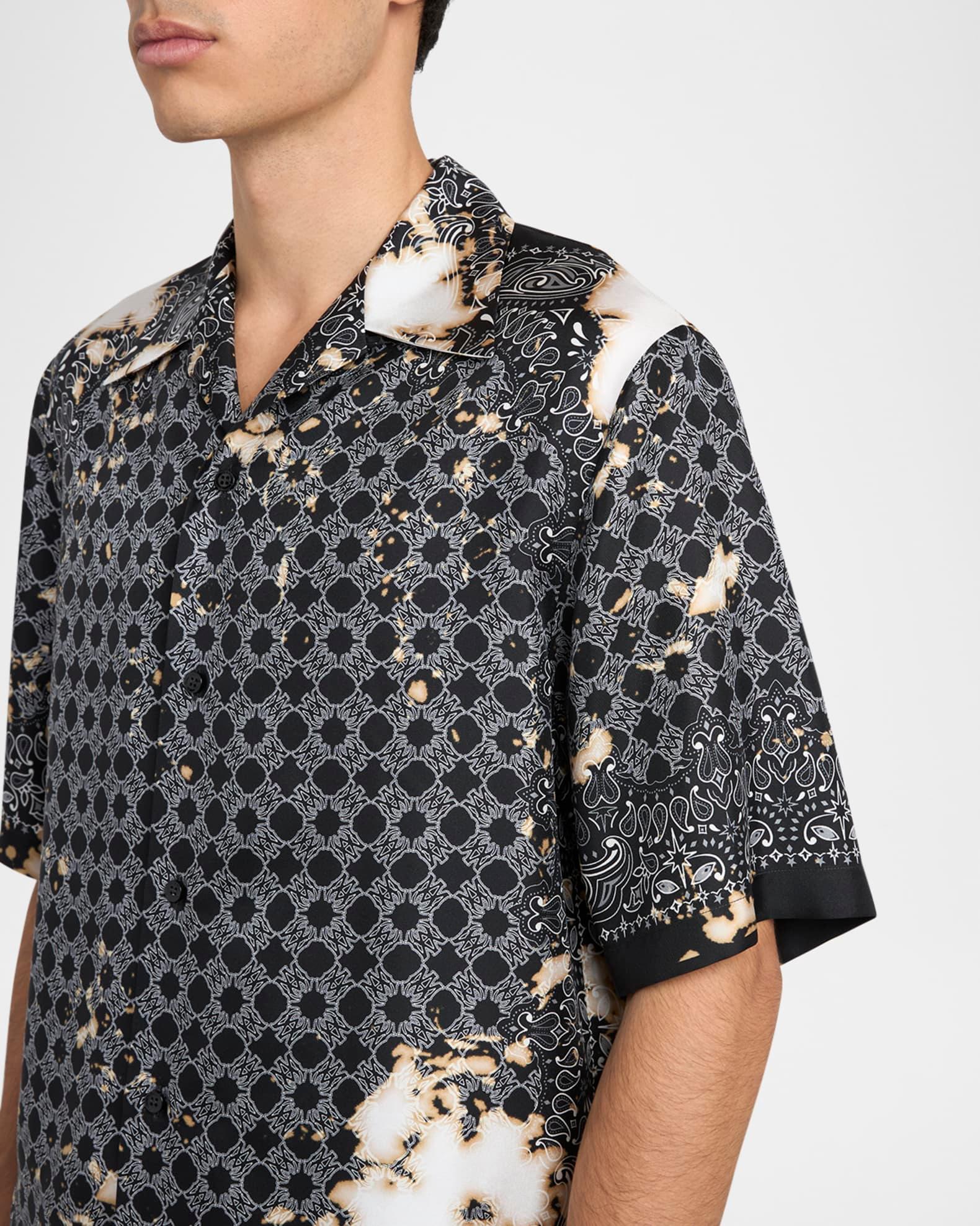 Men's Bleached Silk Bandana Bowling Shirt Product Image