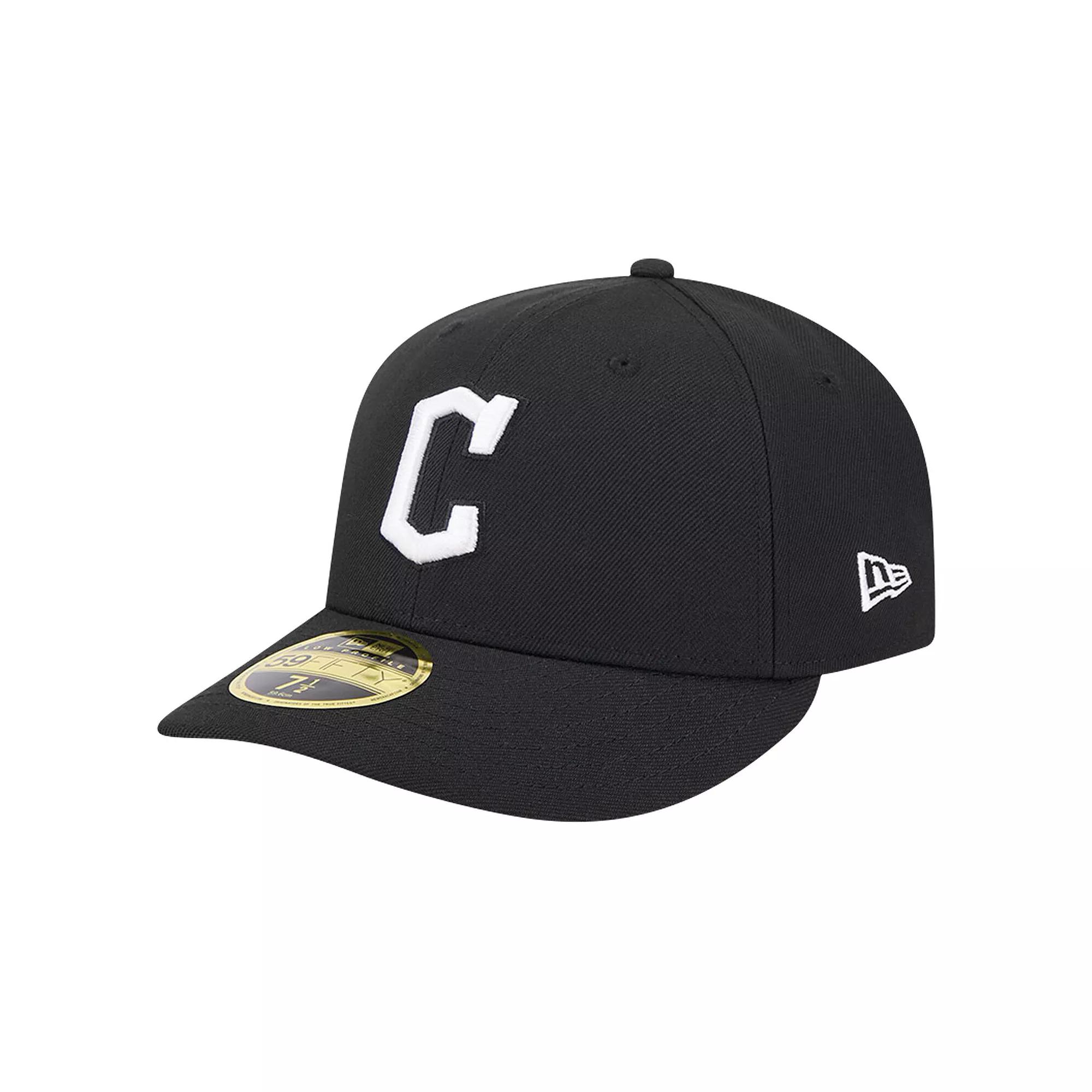 Men's New Era Black Cleveland Guardians Low Profile 59FIFTY Fitted Hat, Size: 7 1/4, Grd Black Product Image