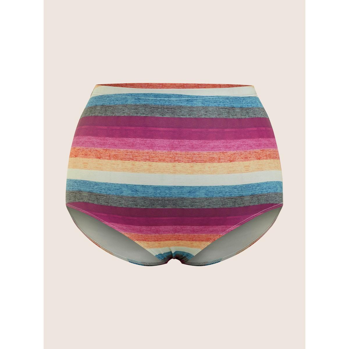 Plus Size Contrast Striped Tie Knot Swim Dress Women's Swimwear Multicolor Bodycon Non High stretch Curve Swim Dresses BloomChic 14-16/1X Product Image