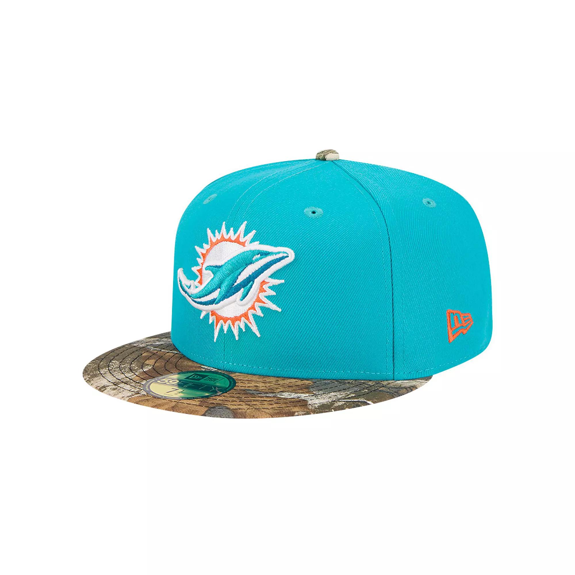 Men's New Era Aqua Miami Dolphins Active Two-Tone Camo 59FIFTY Fitted Hat,  Product Image