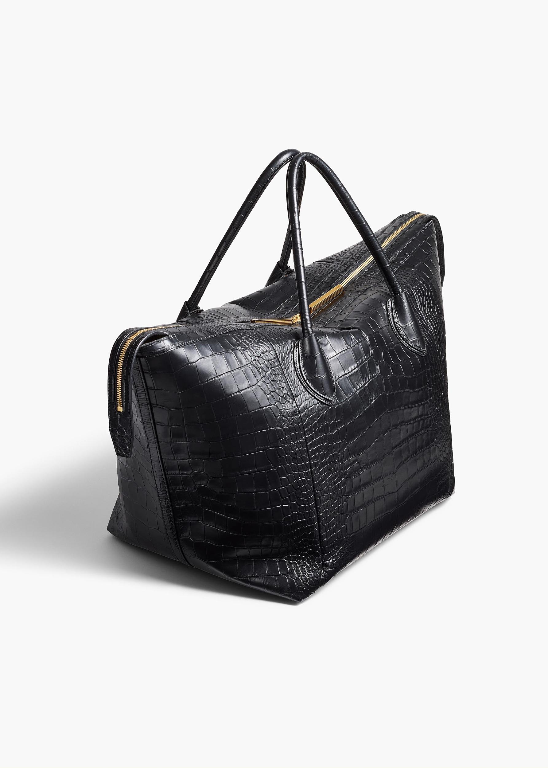 Kasia Tote in Black Croc-Embossed Leather Product Image