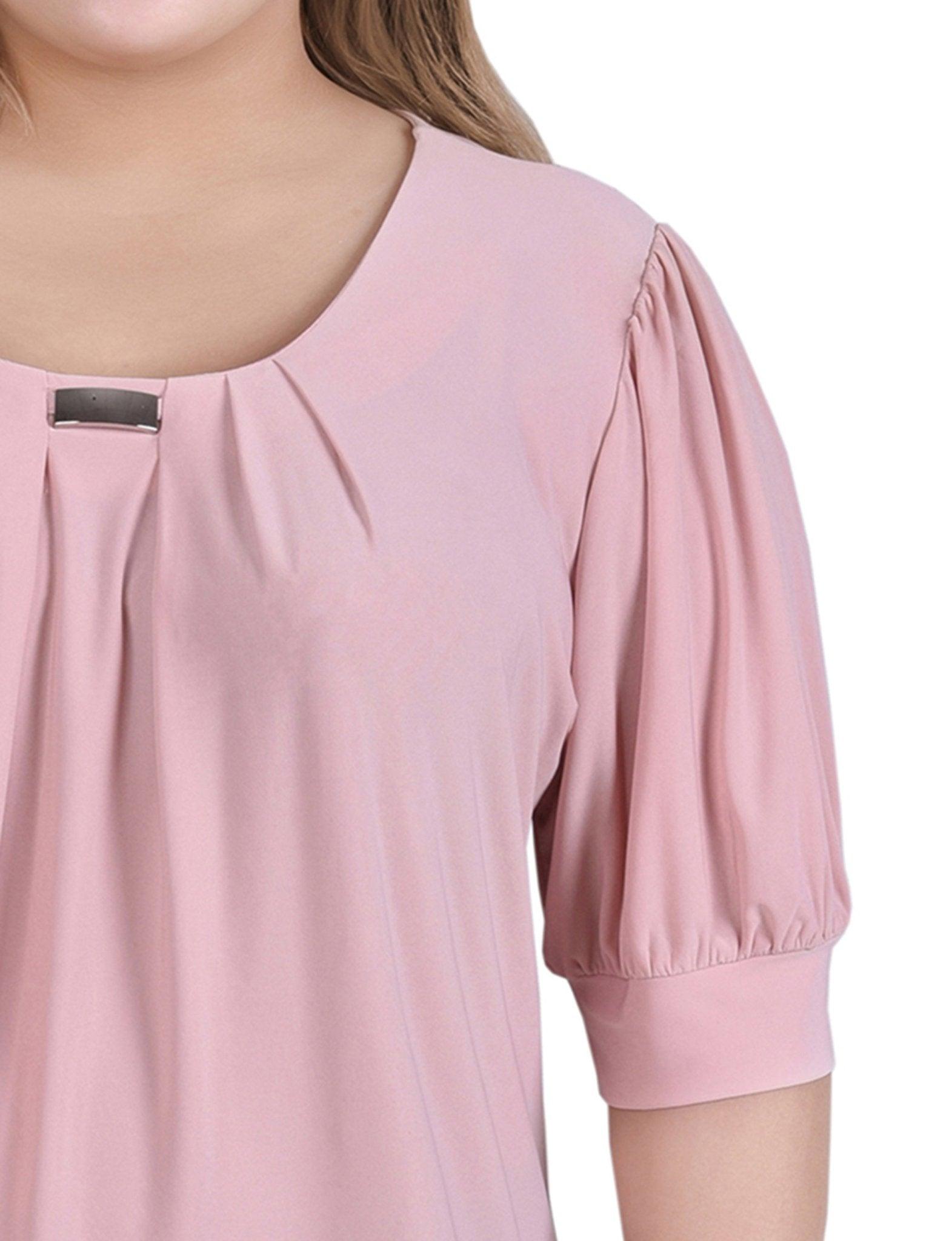 Mellow Rose Short Sleeve Balloon Sleeve Top With Hardware - Plus Product Image