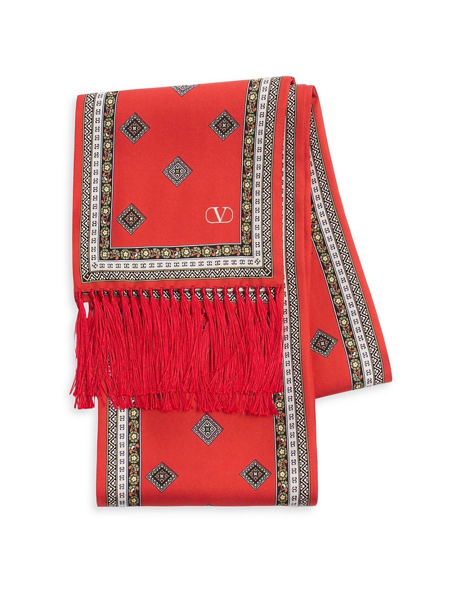 Mens Chamber Silk Bandeau Scarf with Fringe Product Image