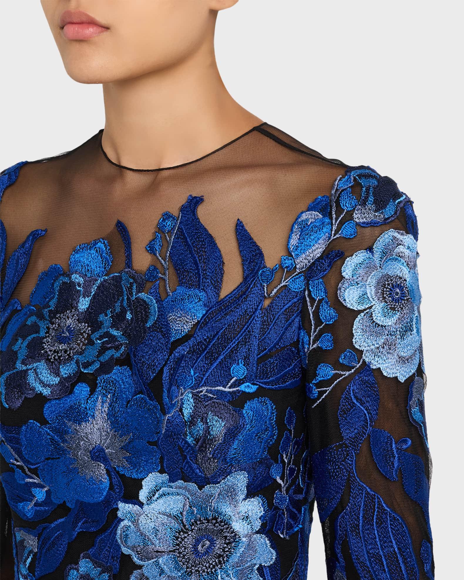 Floral Embroidered Tulle Gown  Product Image