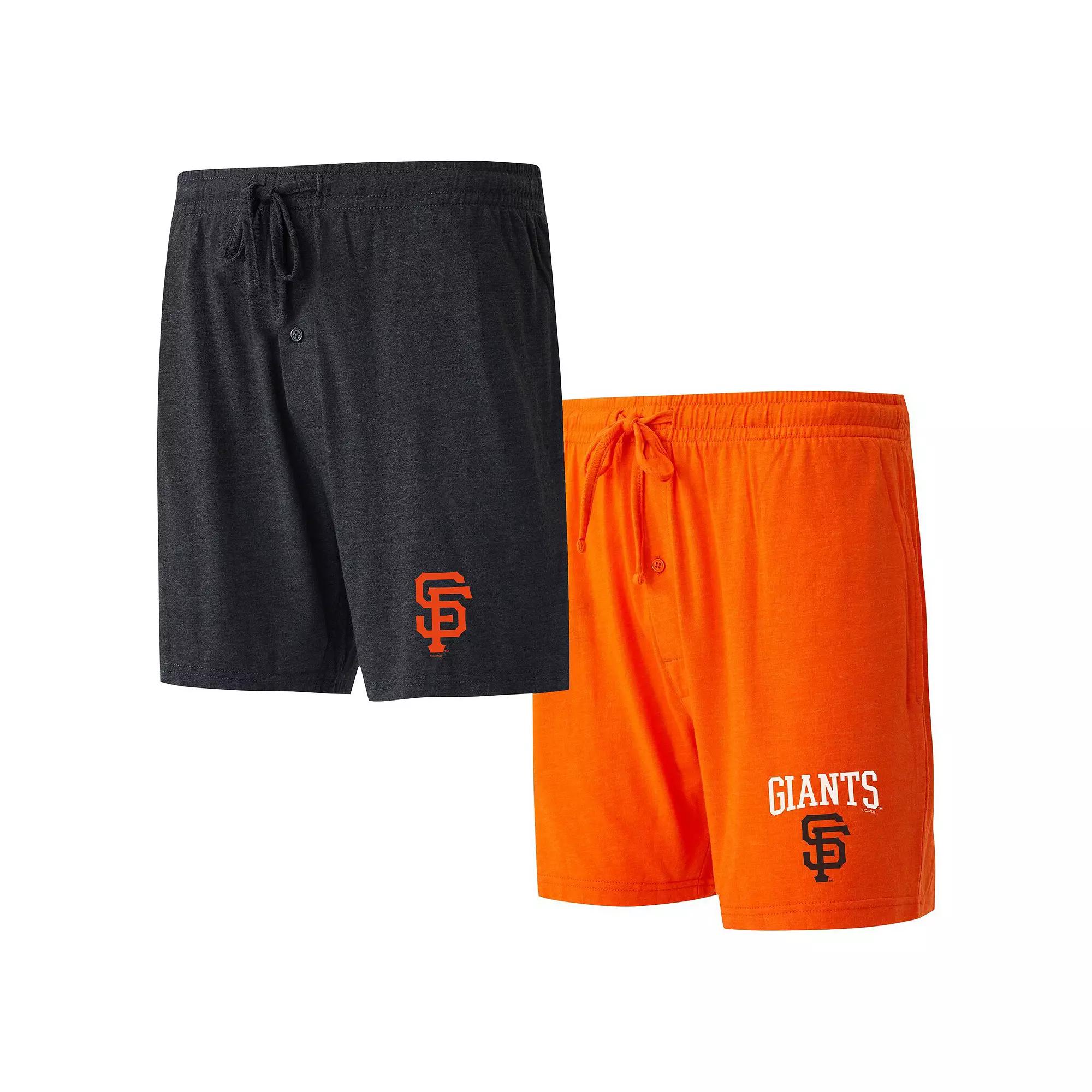 Men's Concepts Sport Black/Orange San Francisco Giants Two-Pack Meter Sleep Shorts, Size: 2XL Product Image