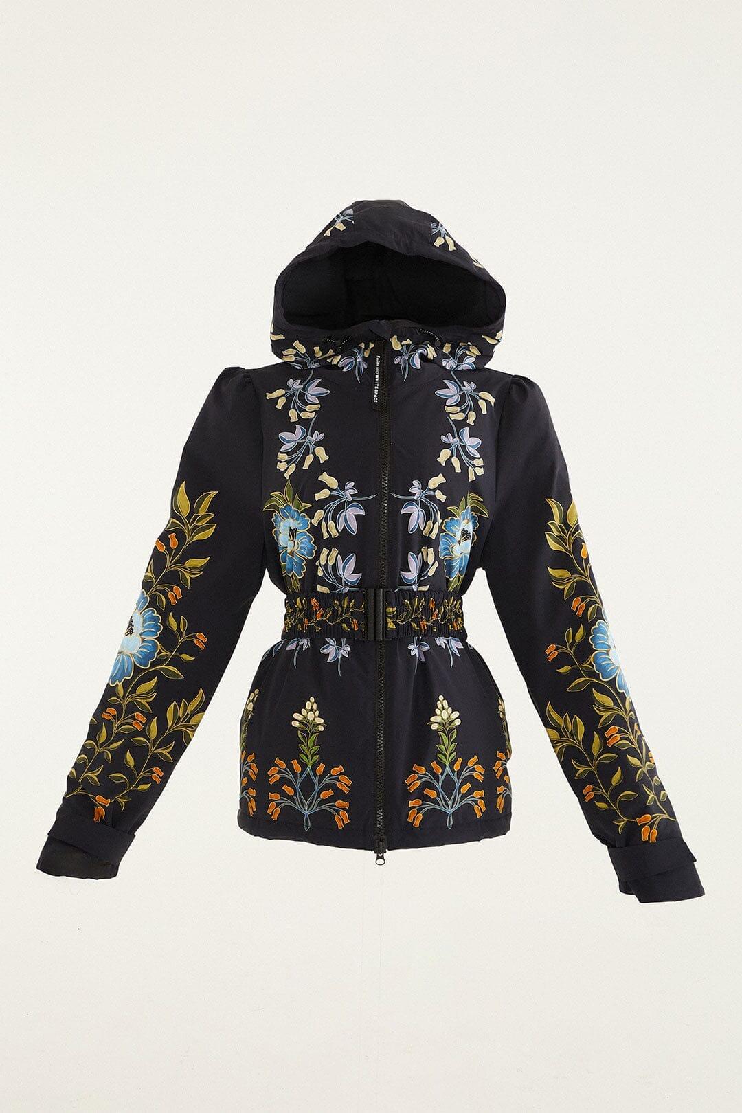 Black Winter Garden Hooded Belted Puffer Ski Jacket Product Image