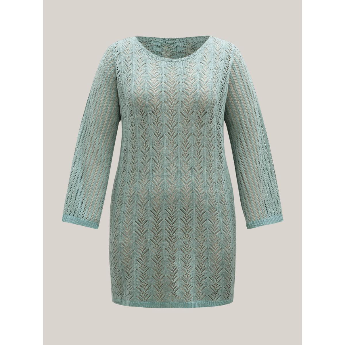 Plus Size Cut-Out Mock Neck Swim Cover-Up Women's Swimwear Mint Beach Loose Texture Curve Swim Cover Ups BloomChic 18-20/2X Product Image