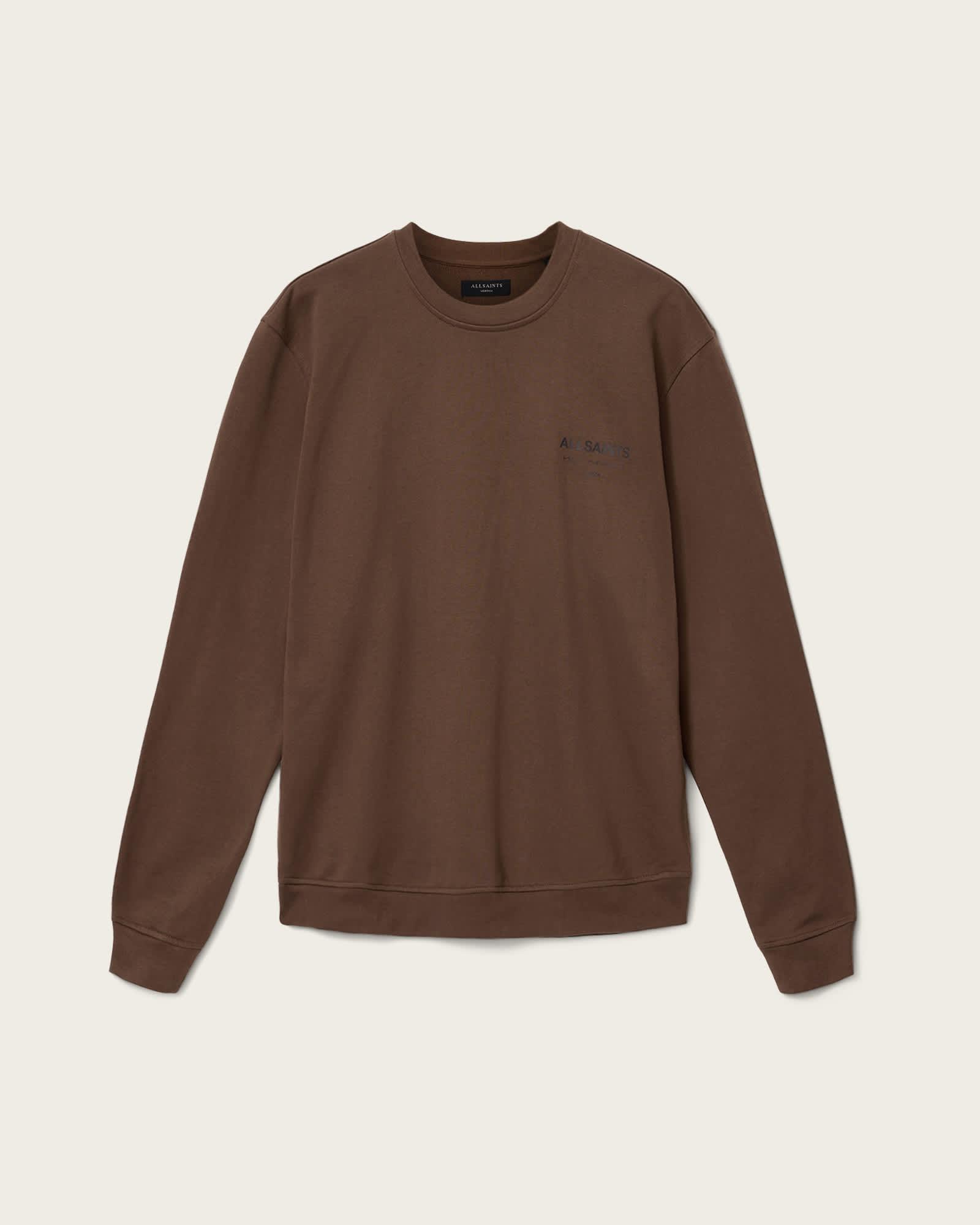 Underground Relaxed Fit Crew Neck Sweatshirt Bitter Brown | ALLSAINTS US Product Image