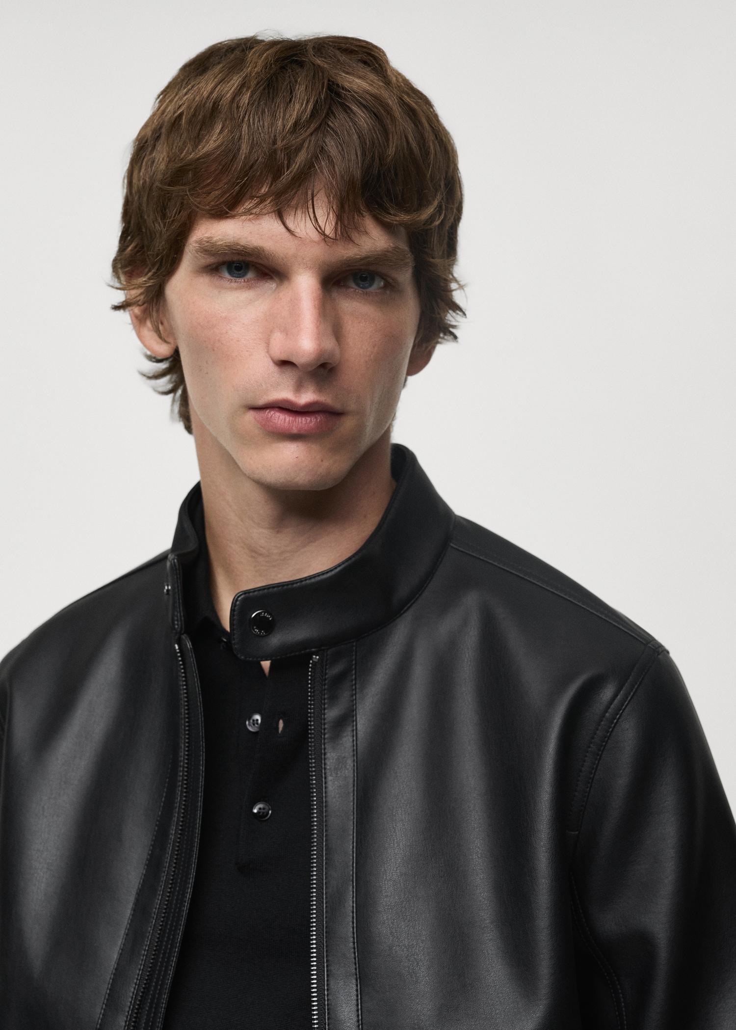 Nappa leather-effect jacket - Men | MANGO USA Product Image