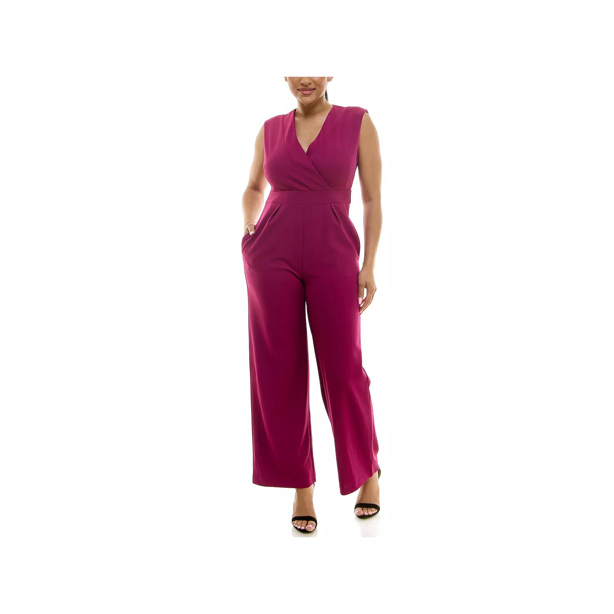 Women's Nina Leonard Surplice Jumpsuit, Size: Small, Blue Product Image