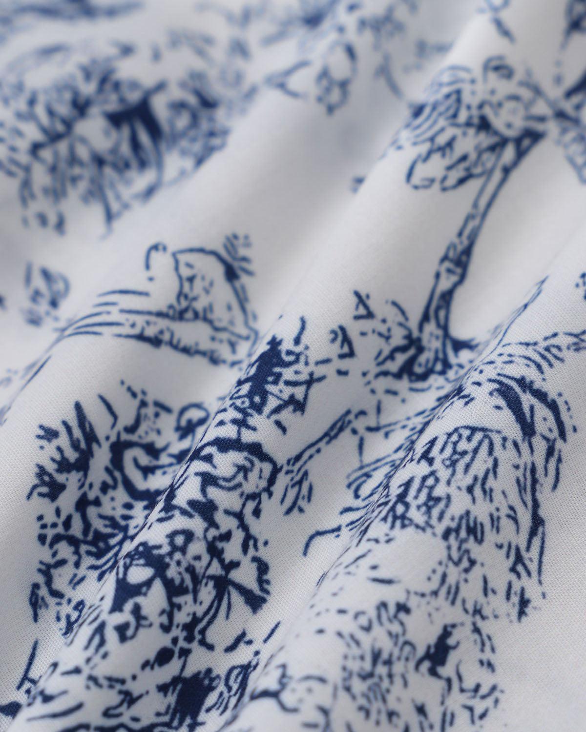 Blue Floral Boat Neck Sleeveless Mini Dress Product Image