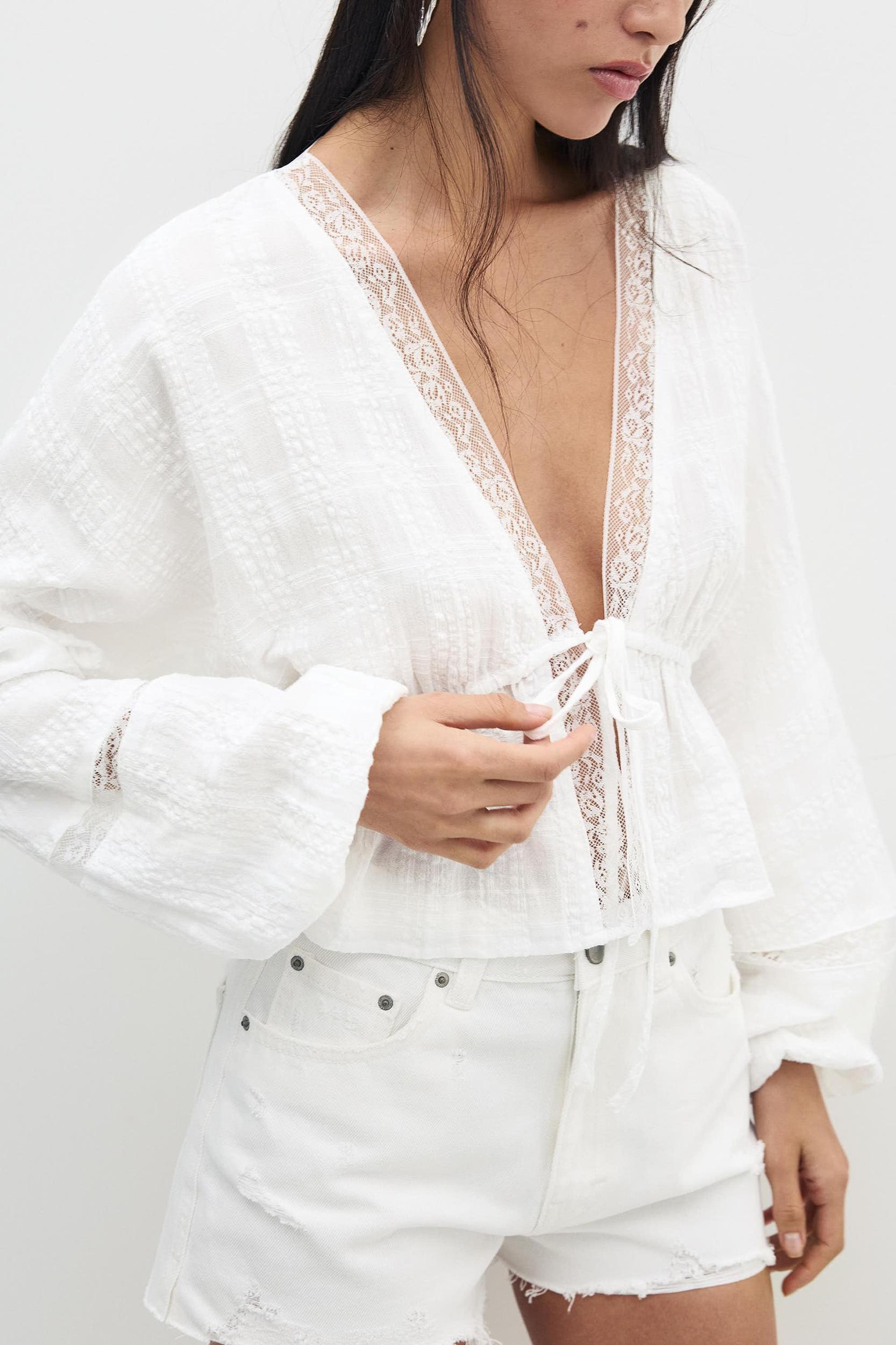 Lace blouse with bow Product Image