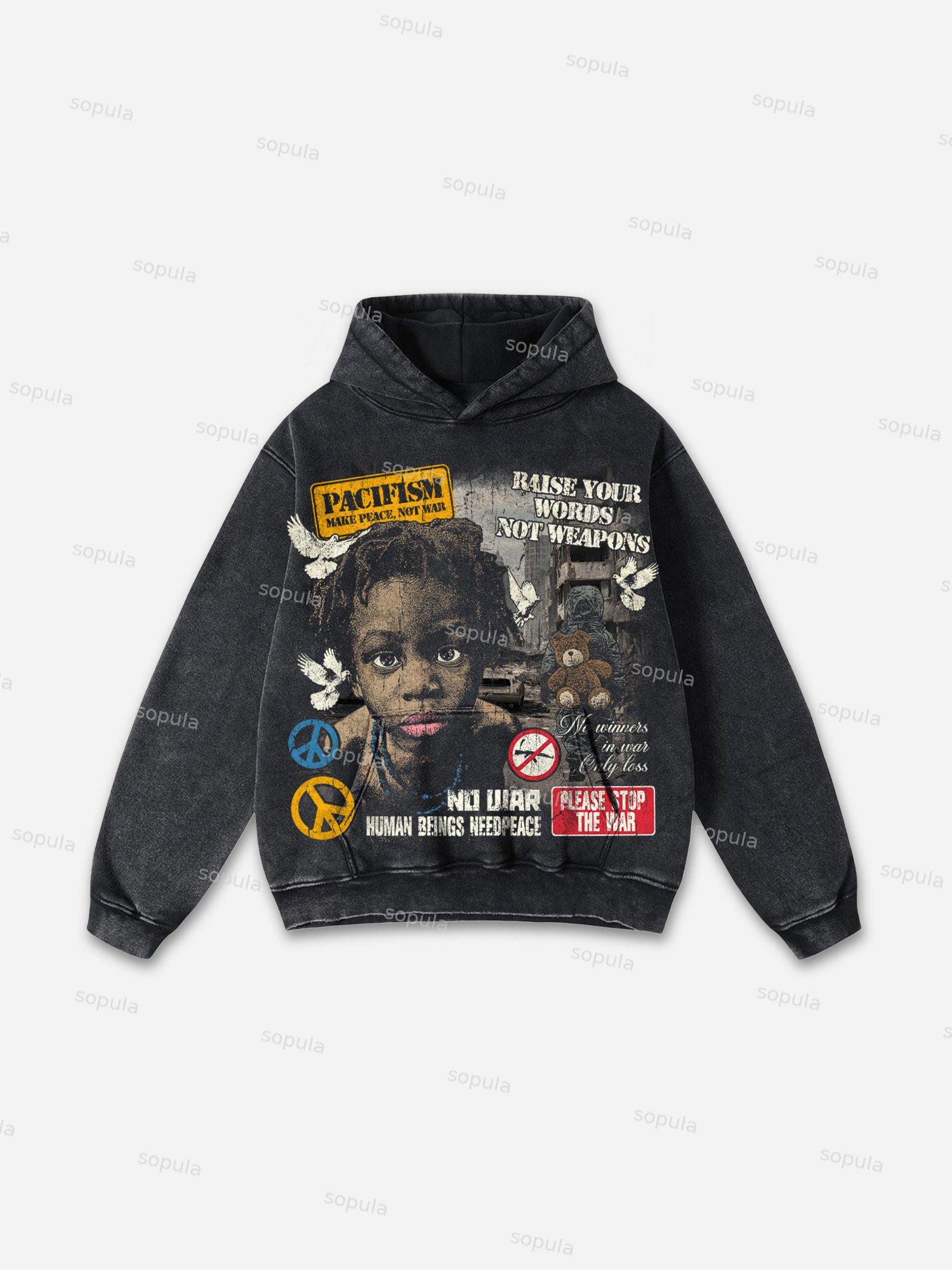 Sopula Tomie Vintage Graphics Washed Distressed Hoodie Product Image