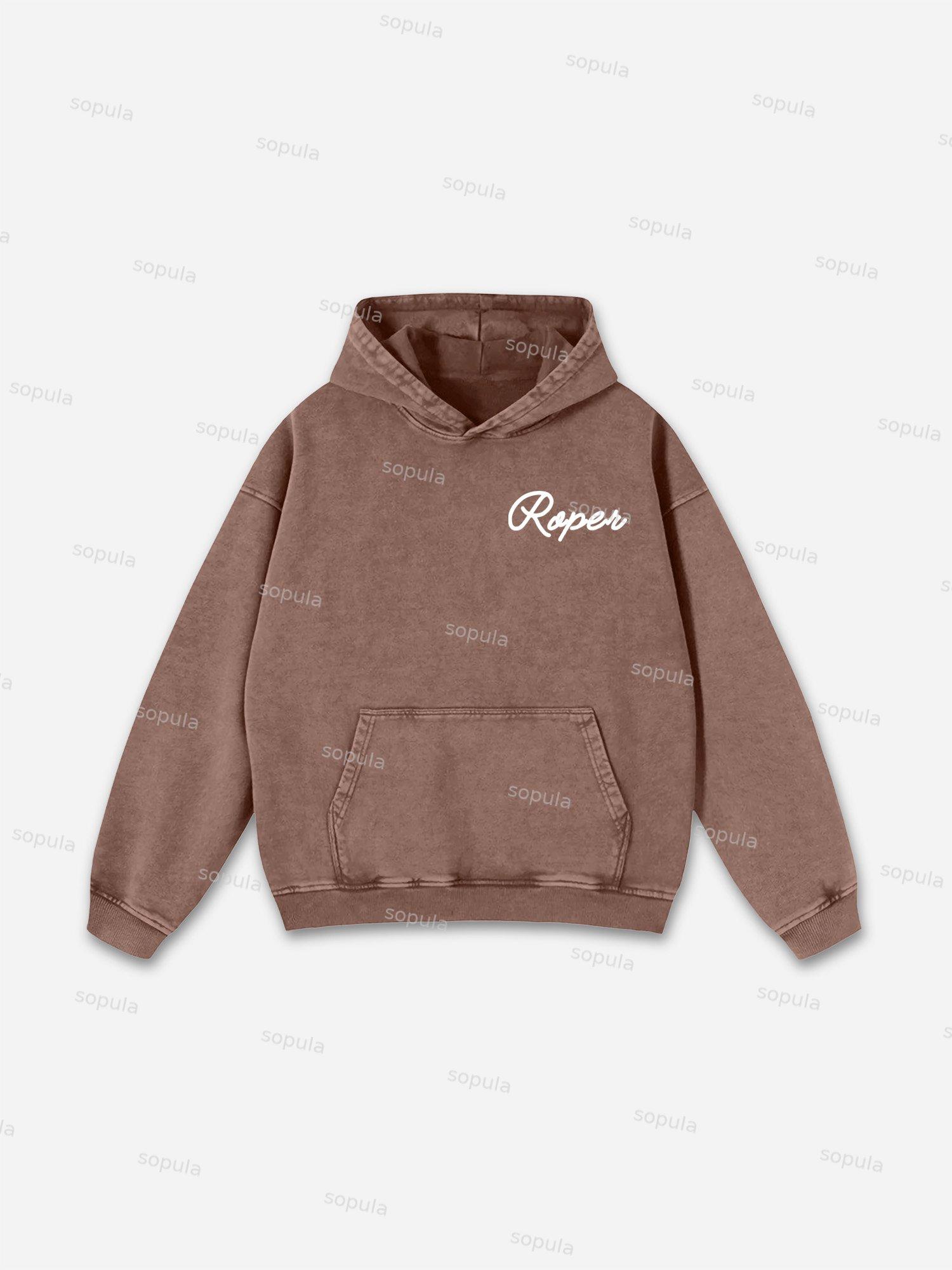 Vintage Cowboy Postage Stamp Graphic Washed Hoodie Product Image