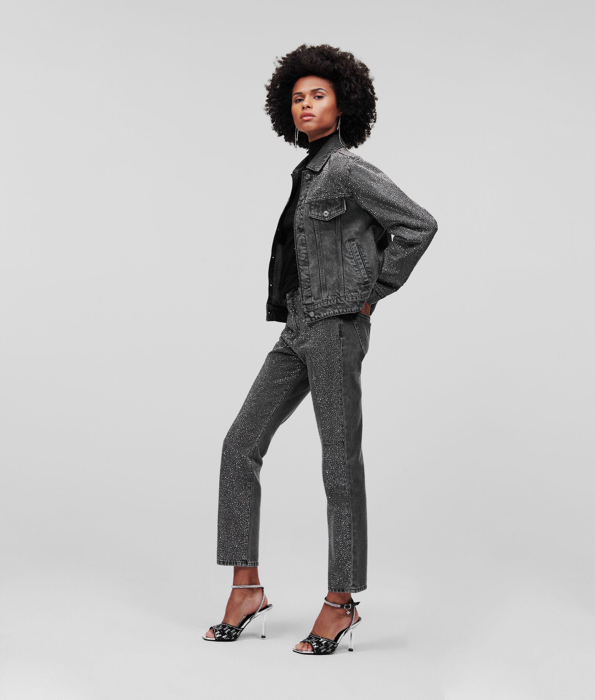 RHINESTONE-EMBELLISHED DENIM JACKET Product Image