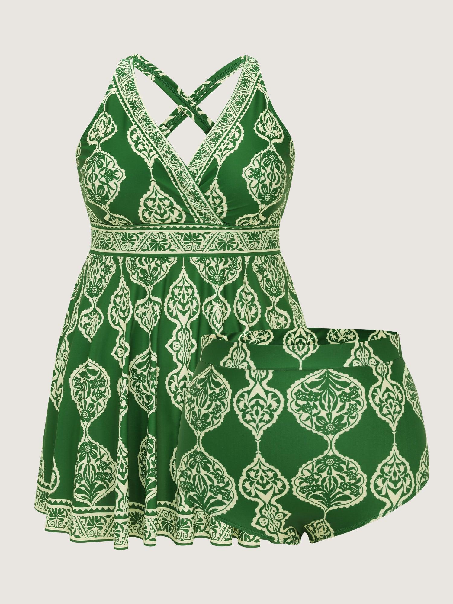Geometric Print Pocket Swim Dress Female Product Image