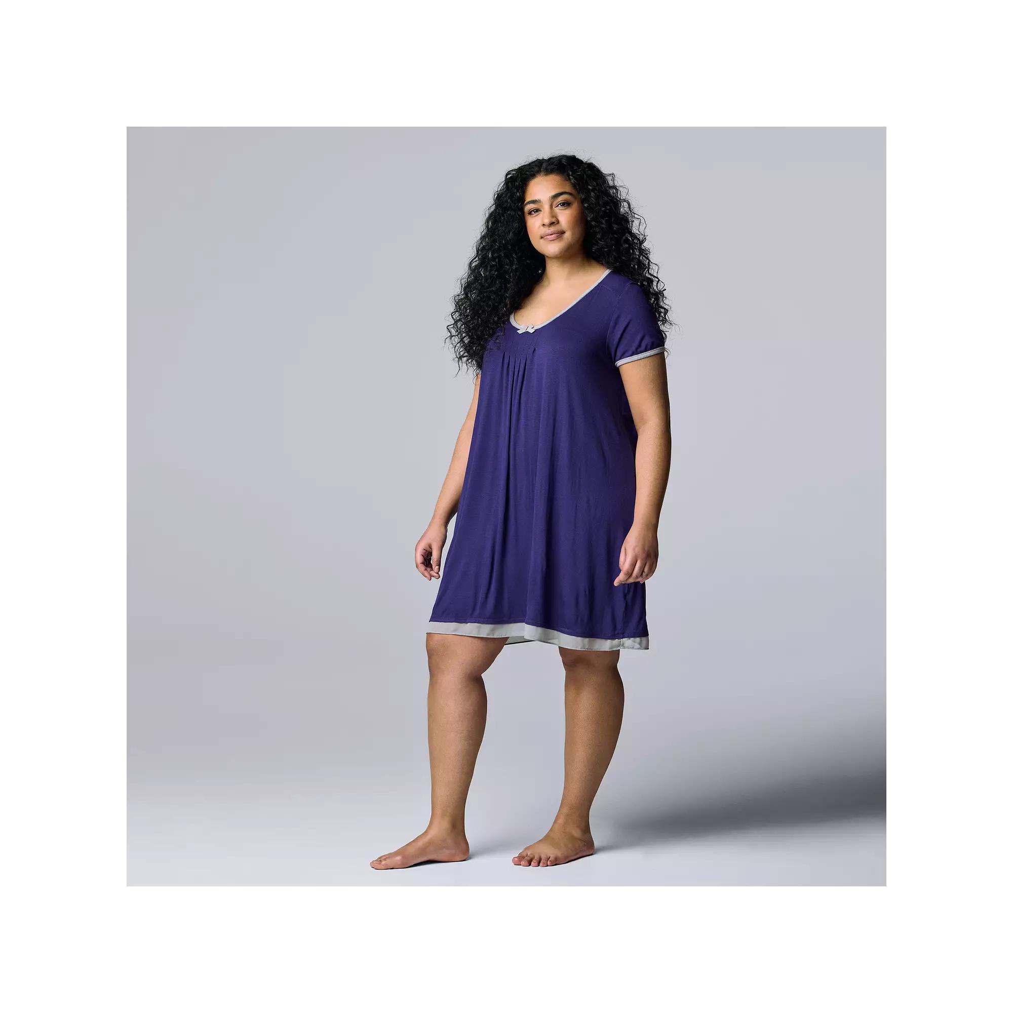 Plus Size Simply Vera Vera Wang Basic Luxury Sleepshirt, Women's, Size: 3XL, Heather Grey Product Image