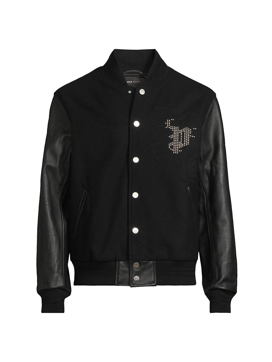 Mens Embellished Logo Bomber Jacket Product Image