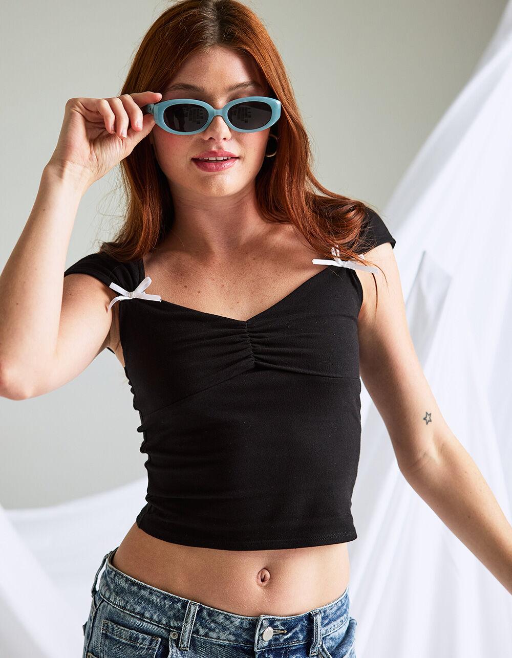 FULL TILT Bow Cinch Womens Crop Top - RED Product Image