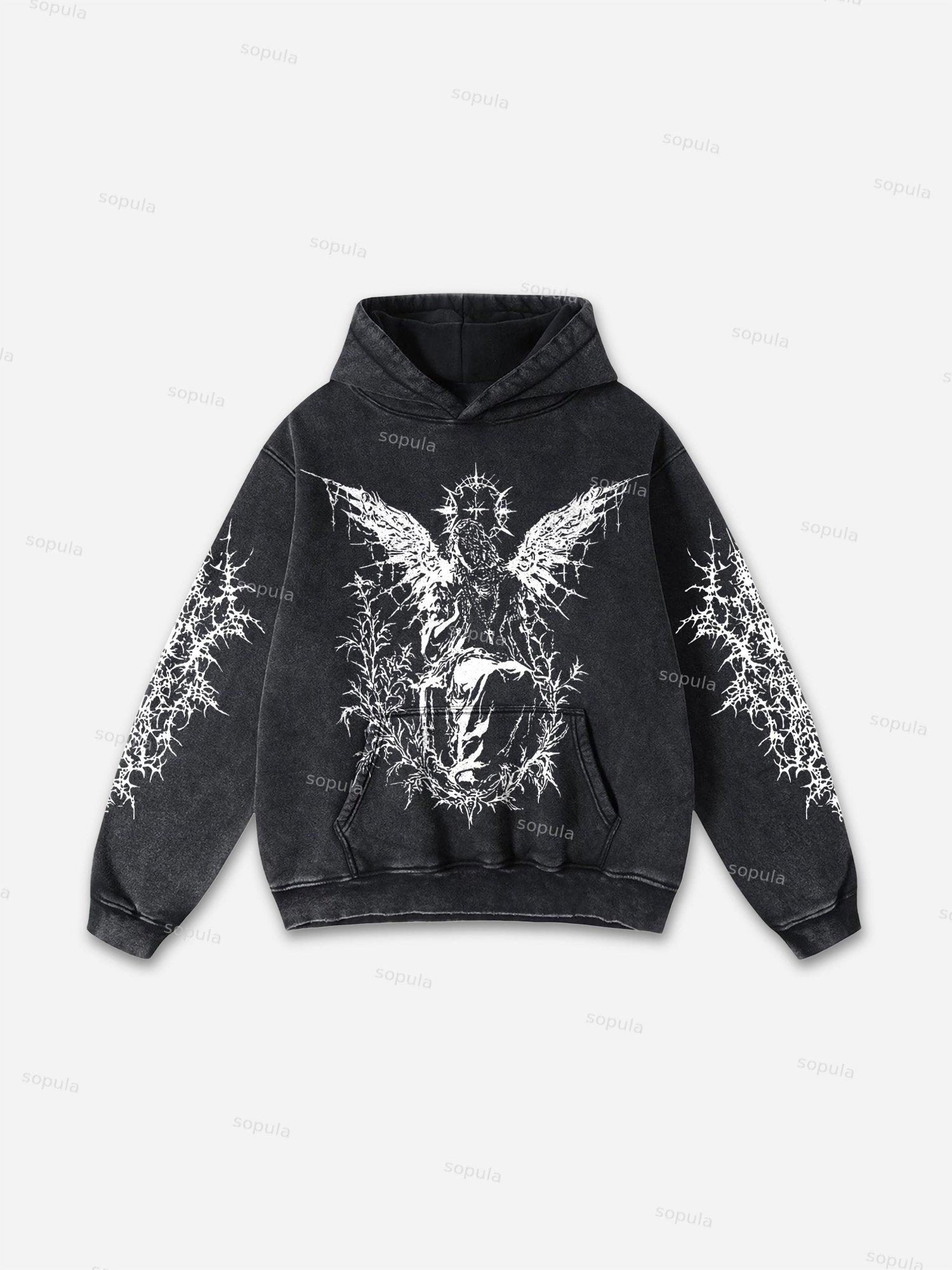 Sopula Vintage Til Death Do Us Part Graphic Acid Washed Hoodie Product Image