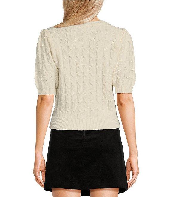 Copper Key Pearled Short Sleeve Sweater Product Image
