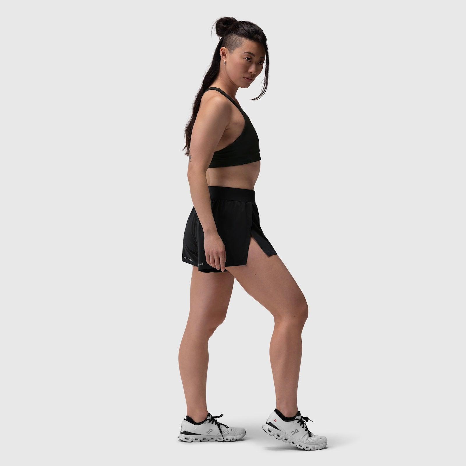W026. Aerotex™ Side Split Run Short - Black Product Image