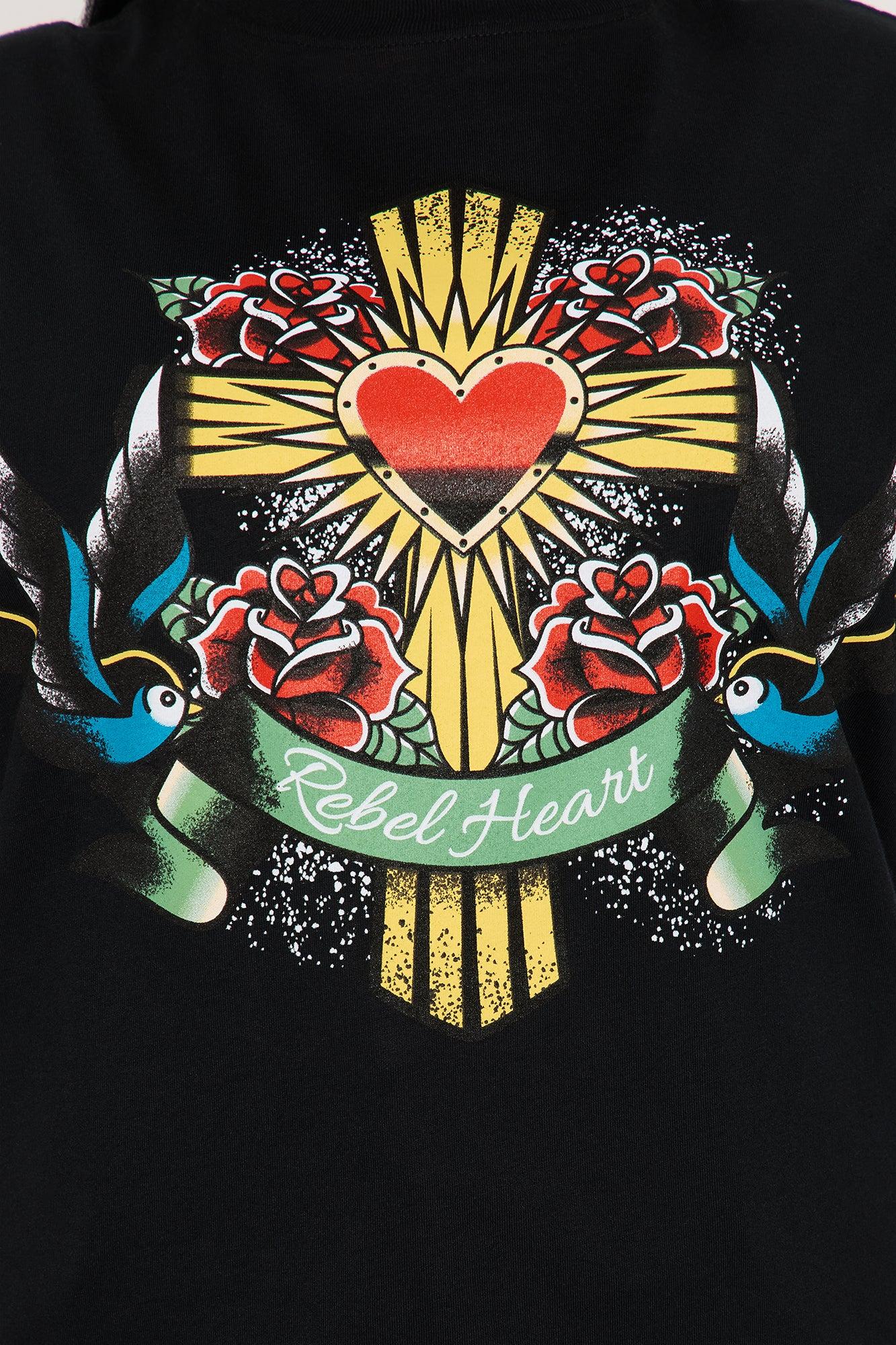 Rebel Hearts Washed Tee - Black Female Product Image