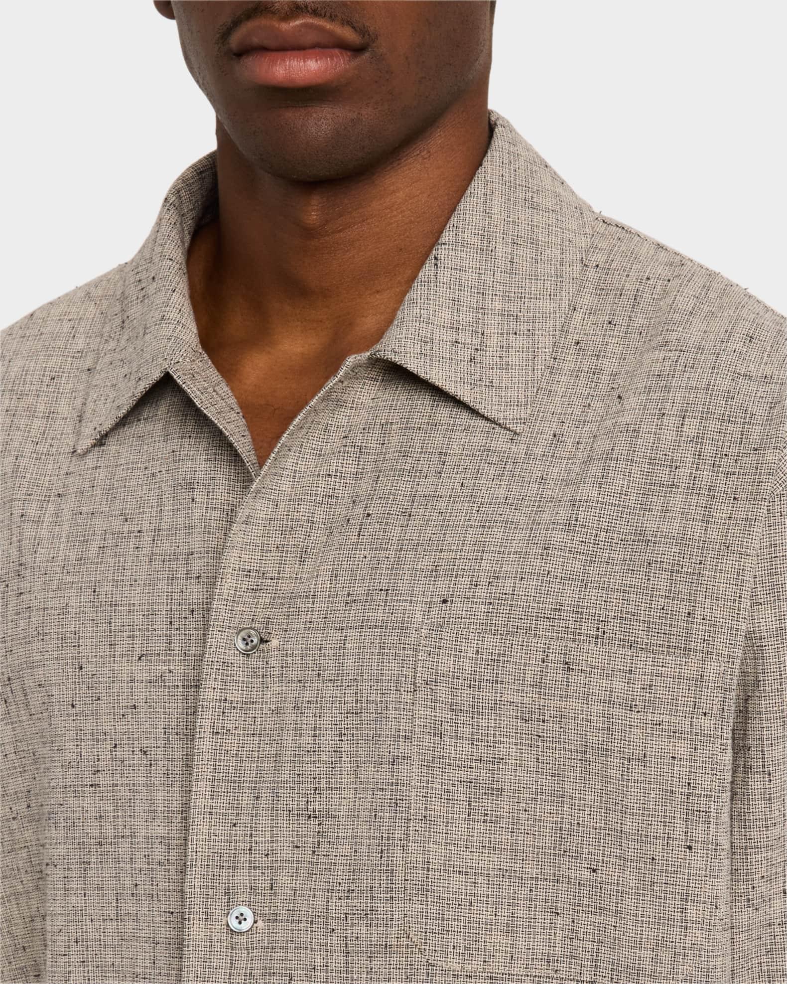 Men's Cotton and Linen Casual Button-Down Shirt Product Image