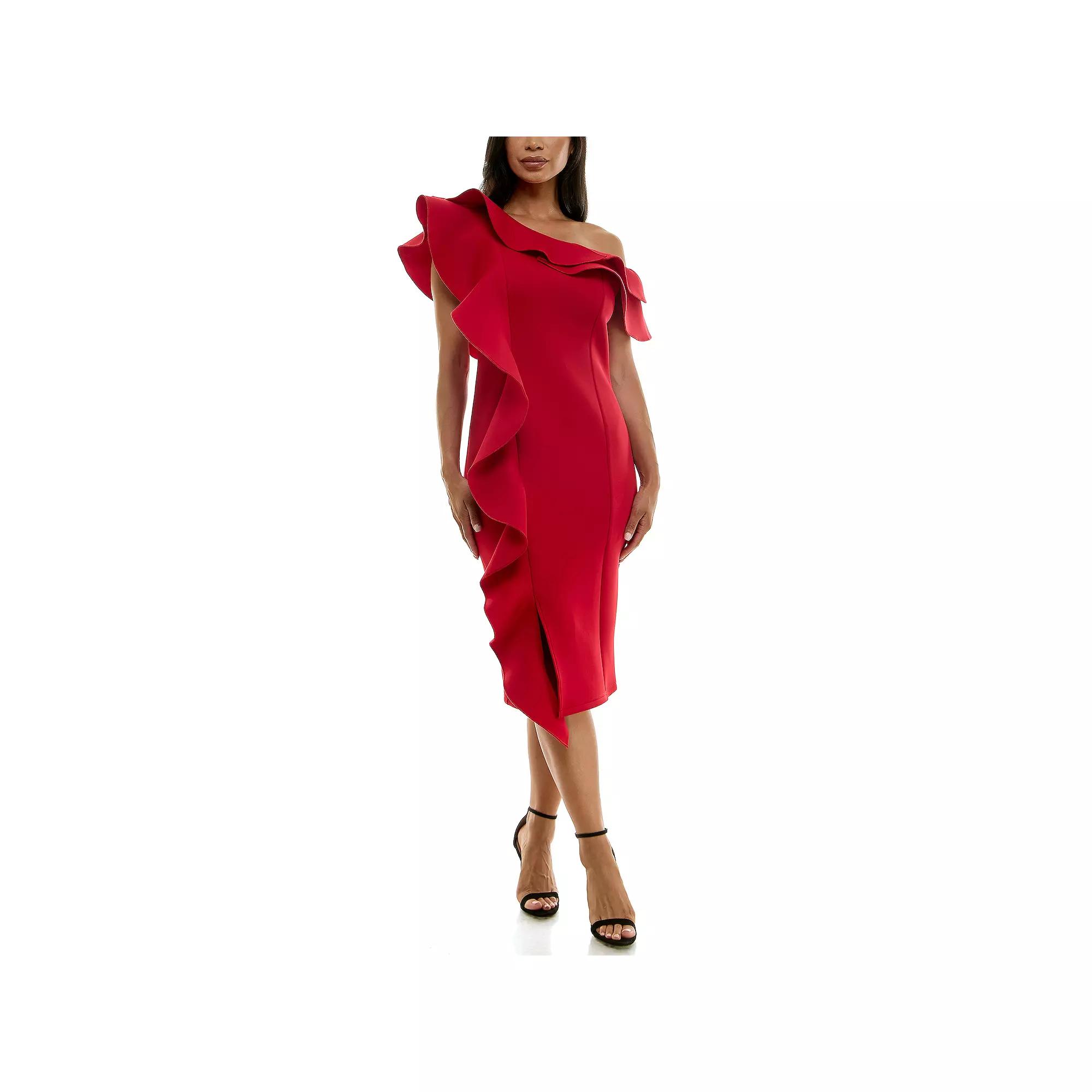Women's Nina Leonard Off-The-Shoulder Ruffle Dress,  Product Image