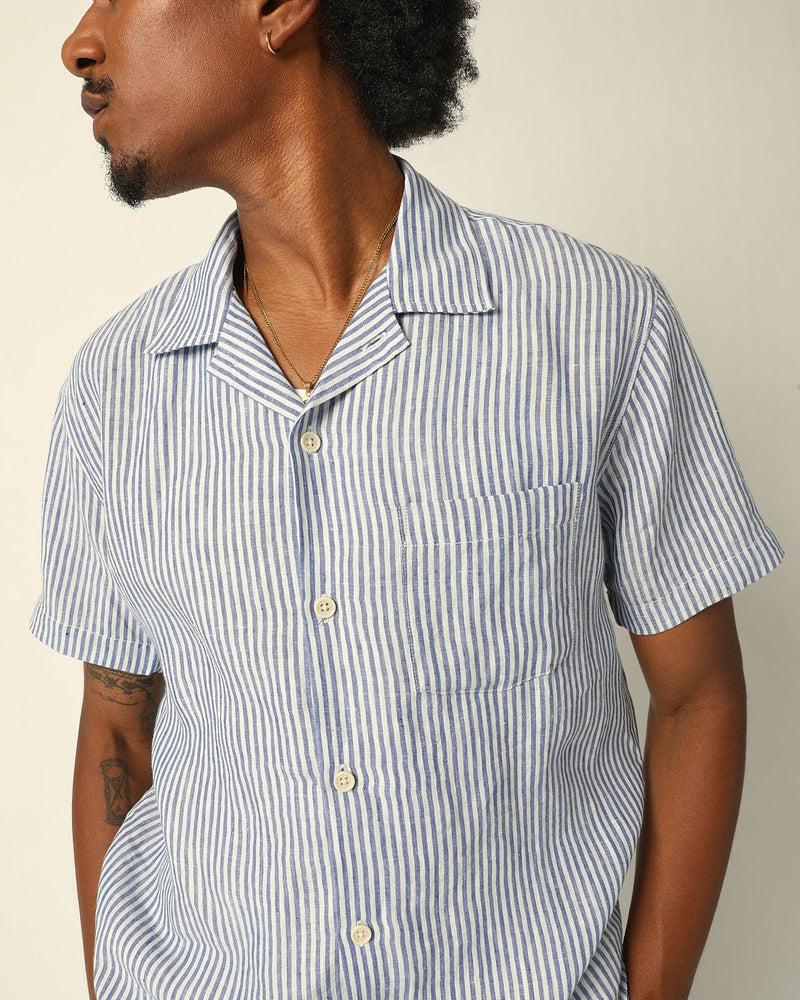Linen Stripe SS - Blue Product Image