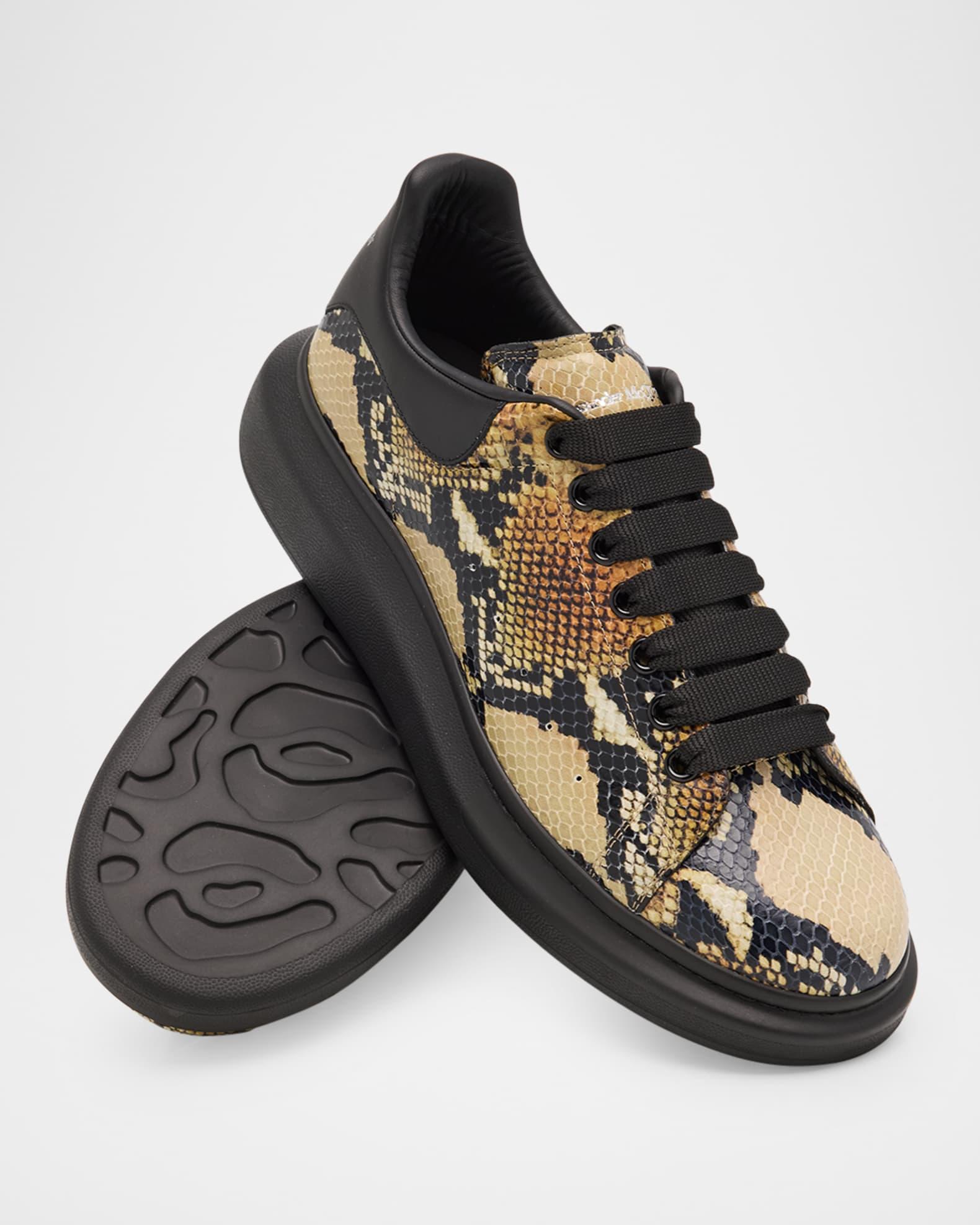 Men's Oversized Python-Effect Leather Sneakers Product Image