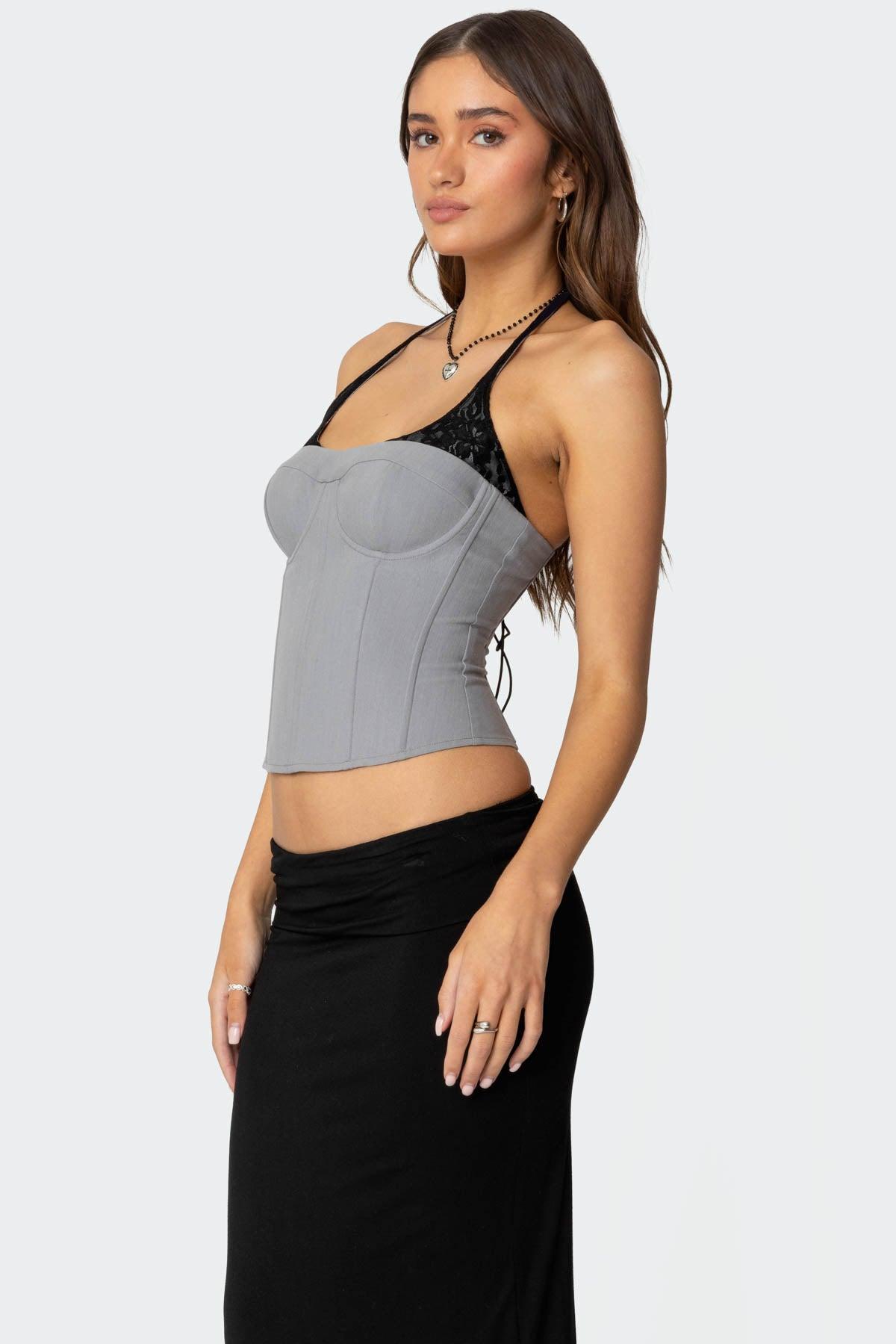 Jara Layered Lace Halter Corset Product Image