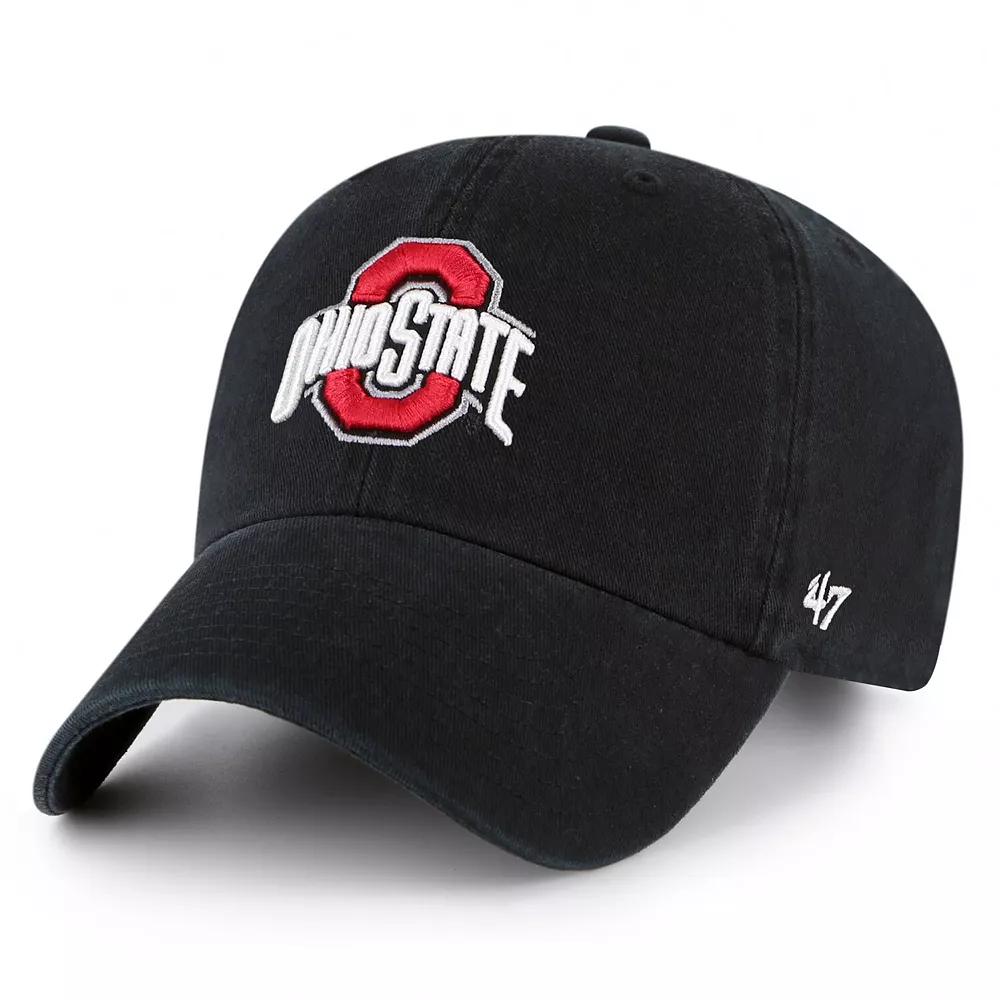 Men's '47 Black Ohio State Buckeyes Wordmark Clean Up Adjustable Hat Product Image