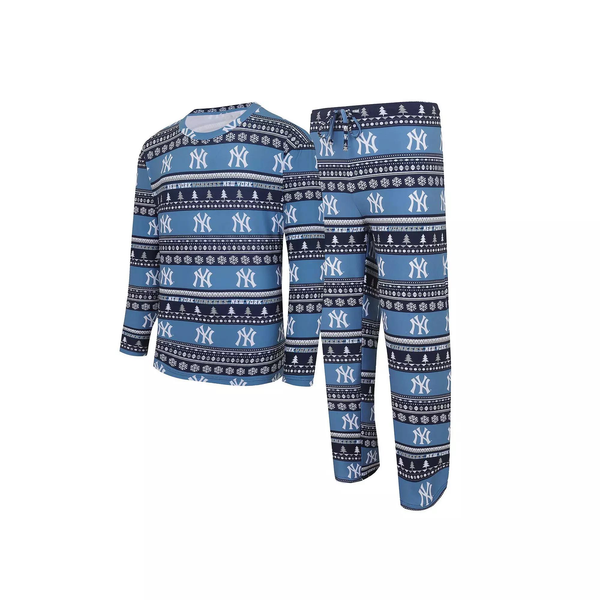 Men's Concepts Sport Navy New York Yankees Knit Ugly Sweater Long Sleeve Top & Pants Set,  Product Image