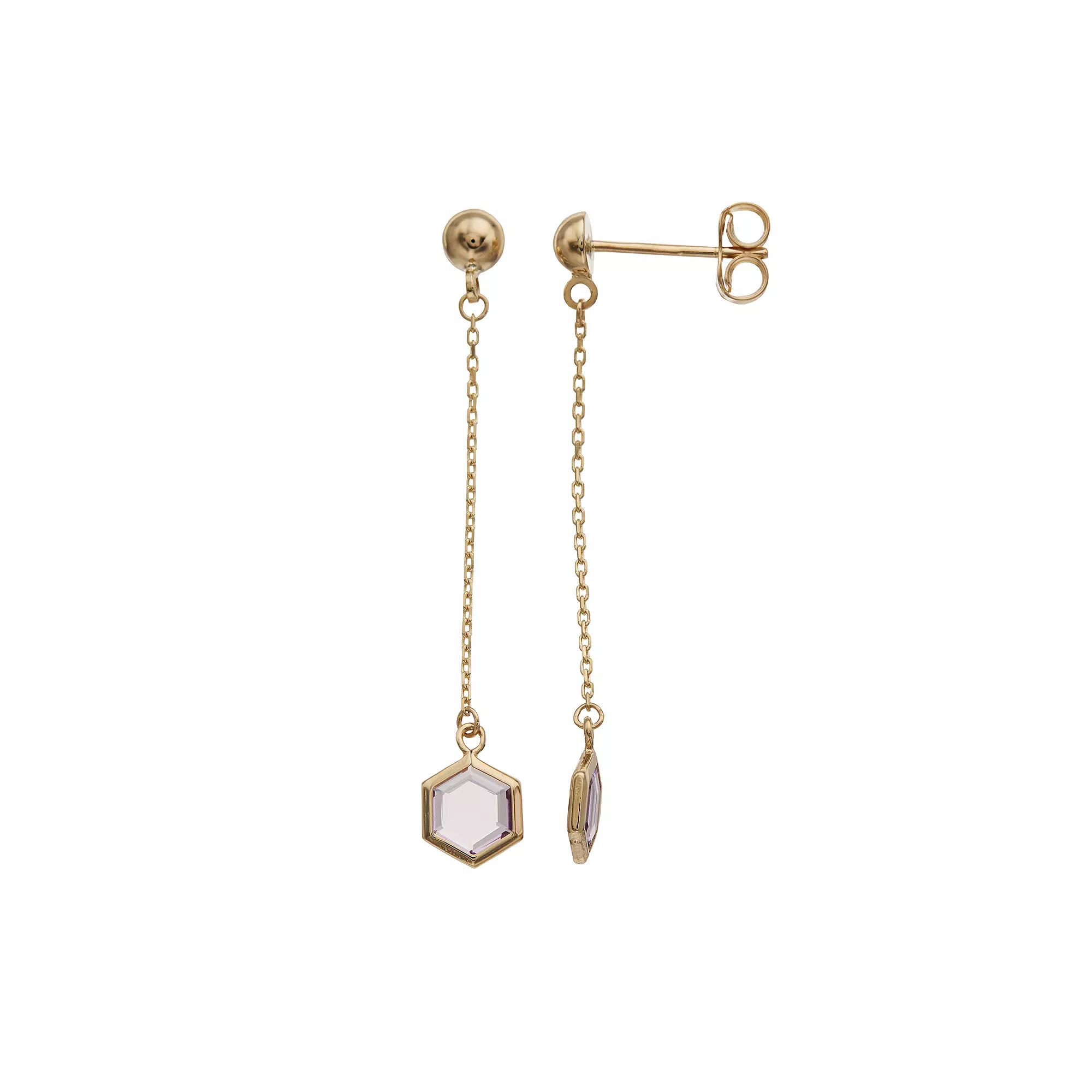 Au Naturale 14k Gold Amethyst Drop Earrings, Women's, Yellow Product Image