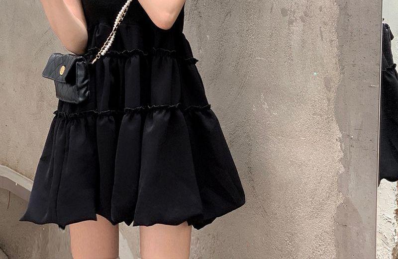 Spaghetti Strap Plain Mini A-line Dress Product Image