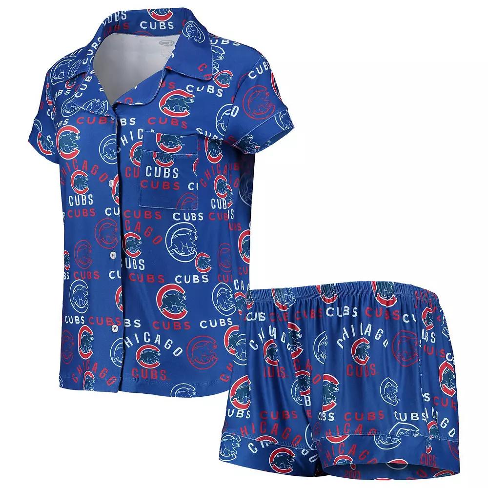 Women's Concepts Sport Royal Chicago Cubs Flagship Allover Print Top & Shorts Sleep Set,  Product Image