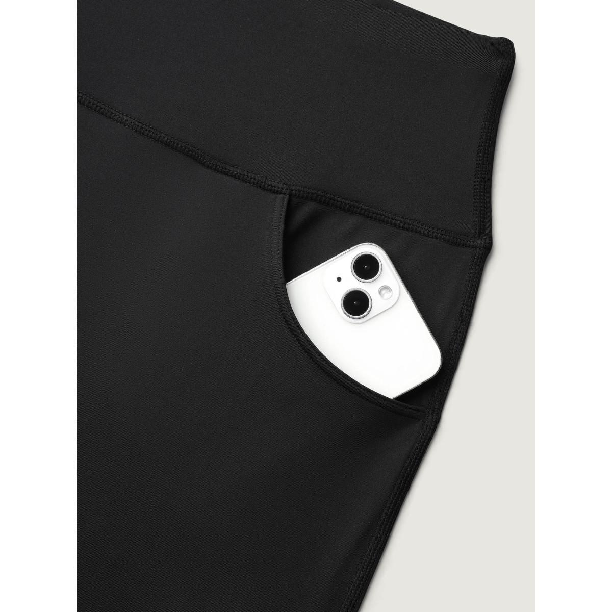 Plus Size Super Stretchy Wide-Leg Casual Pocket Pants Women Black Leisure Mid Rise Casual Pants BloomChic 10/M Product Image